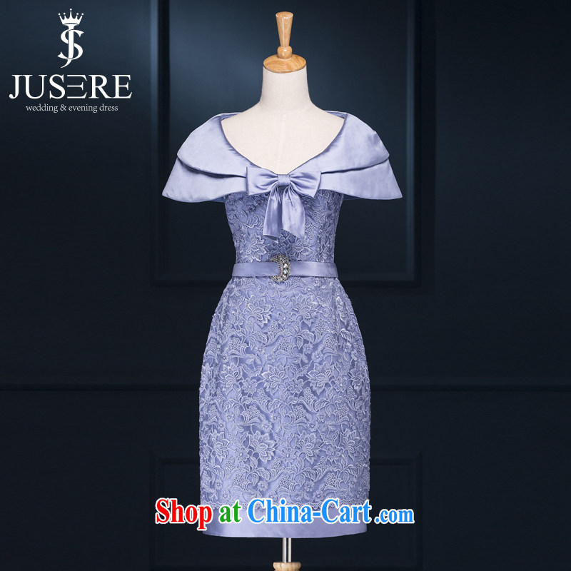 It is the JUSERE high-end wedding gift card short-sleeved dress middle-aged wedding MOM 2015 with the Code dress lace dress lace high summer light purple tailored