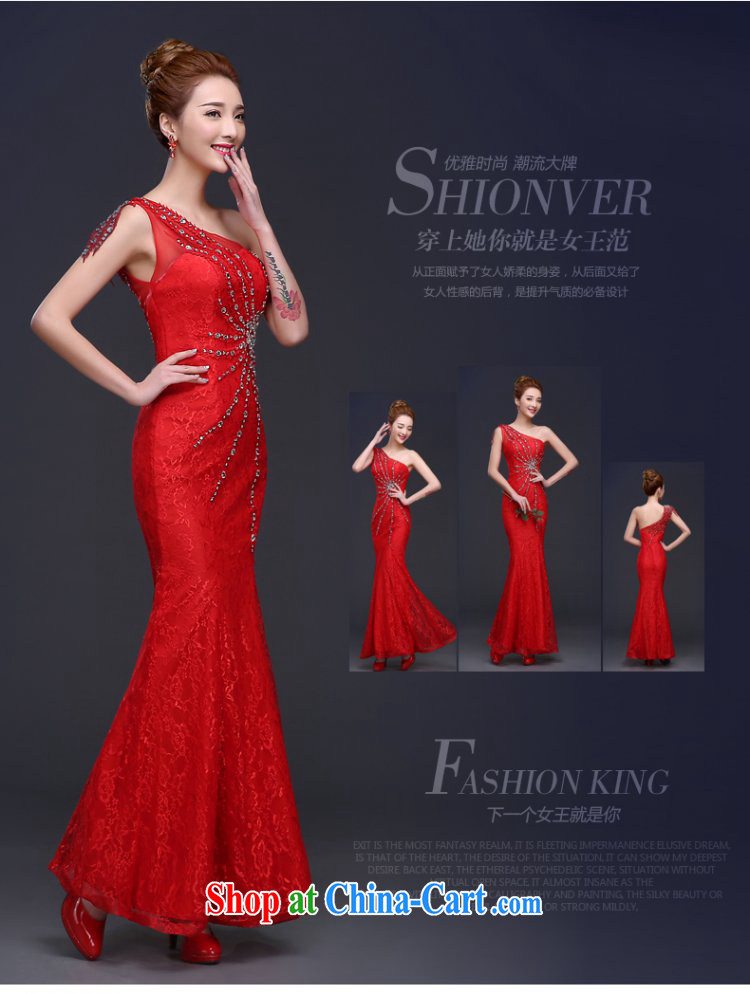 Ting Beverly banquet dress 2015 new summer long crowsfoot bridal toast serving the shoulder, red wedding dress female Red XL pictures, price, brand platters! Elections are good character, the national distribution, so why buy now enjoy more preferential! Health