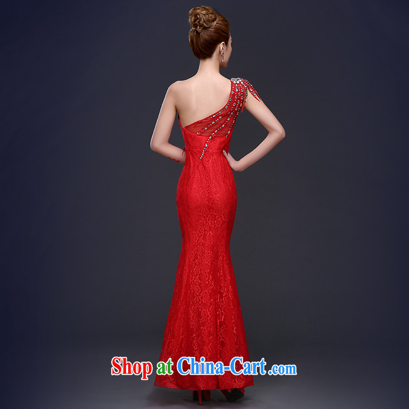 Ting Beverly banquet dress 2015 new summer long crowsfoot bridal toast serving the shoulder, Ms. red wedding dresses female Red XL Ting, Beverly (tingbeier), shopping on the Internet