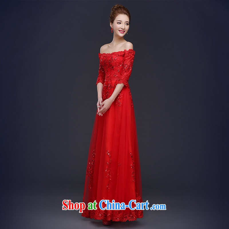 Ting Beverly 2015 new bride toast served a summer field shoulder bridal wedding dress red long banquet dress girl, red XL Ting, Beverly (tingbeier), and, on-line shopping