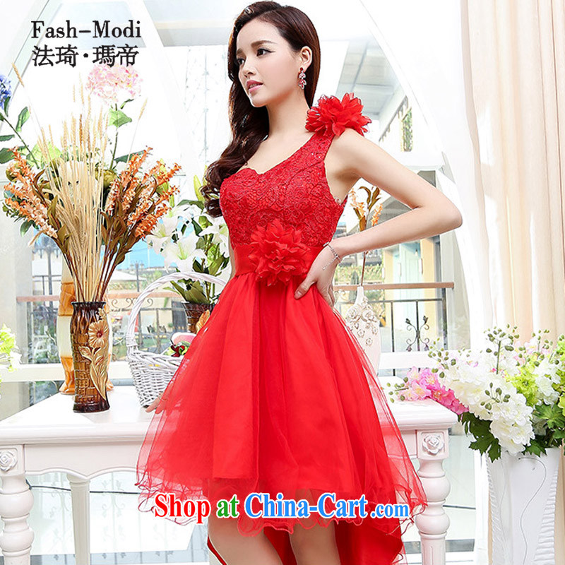 The angel Princess Royal bride toast serving the betrothal wedding dress single shoulder bridesmaid clothing flowers buds 2015 spring and summer New Evening Dress Red Red XL 115 jack - 130 jack