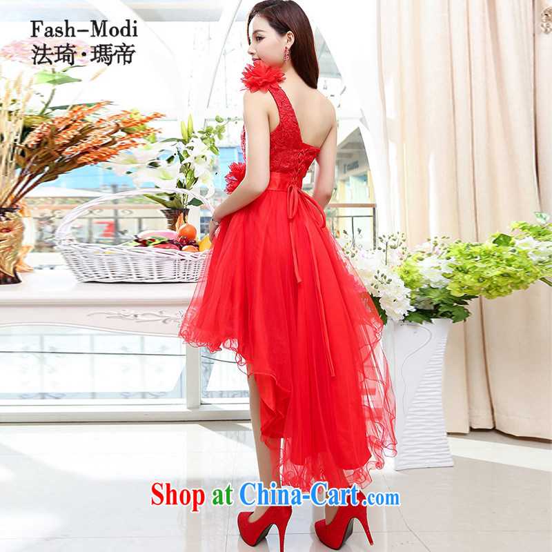 The angel Princess Royal bride toast serving the betrothal wedding dress single shoulder bridesmaid flowers serving ballet 2015 spring and summer New Evening Dress Red Red XL 115 jack - 130 jack, Qi, in Dili and Manasseh (Fash - Modi), shopping on the Int