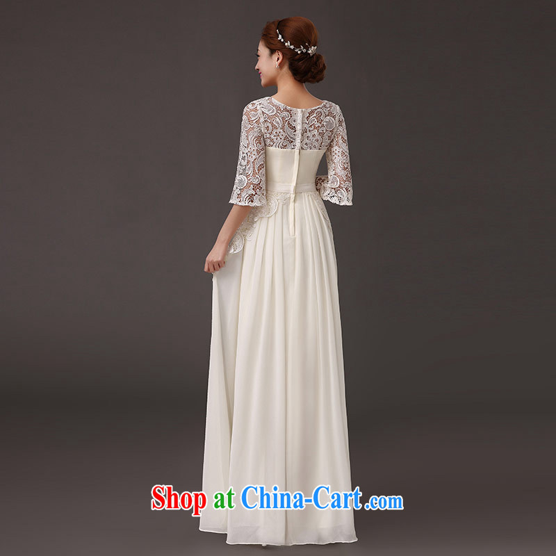 The china yarn 2015 new summer round-collar field shoulder parquet drill long, cuff dress wedding bridesmaid clothing dresses champagne color. size does not accept return and china yarn, shopping on the Internet