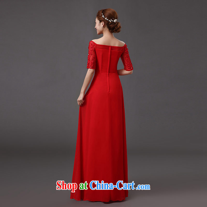 The china yarn summer 2015 New Field shoulder lace inserts drill, the cuff dress red bridal toast clothing dress Red. size do not accept return and China yarn, shopping on the Internet