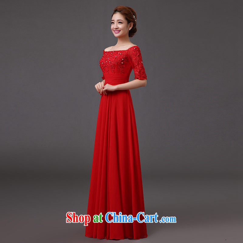 The china yarn summer 2015 New Field shoulder lace inserts drill, the cuff dress red bridal toast clothing dress Red. size do not accept return and China yarn, shopping on the Internet