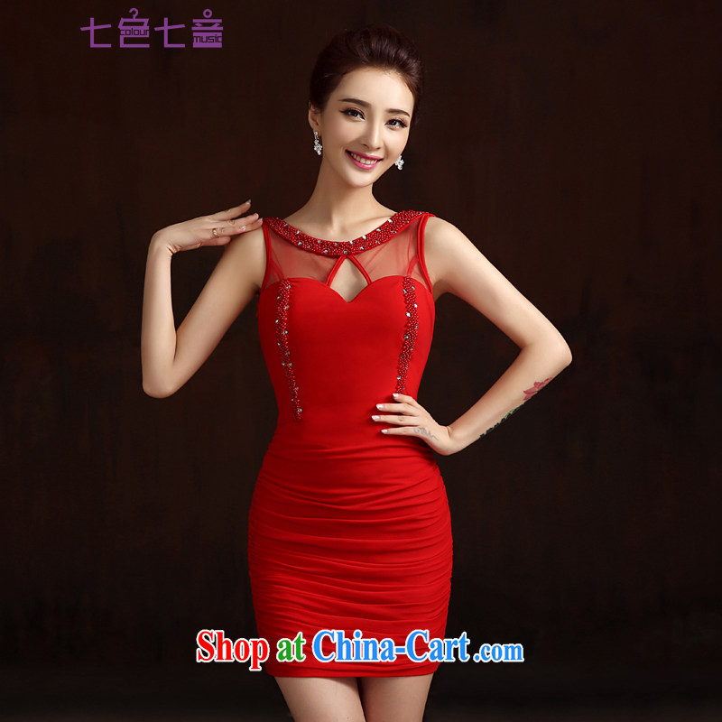 7 color 7 tone 2015 new summer Night Sense of reception packages and short, cultivating Ms. banquet dress dresses L 041 red XL