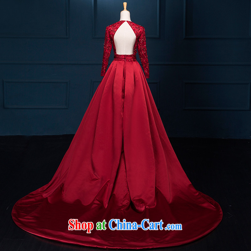 It is not the JUSERE high-end wedding dresses ElieSaab new continental damask summer the V collar wine red bridal wedding toast serving red tailored, it is set to, and shop on the Internet