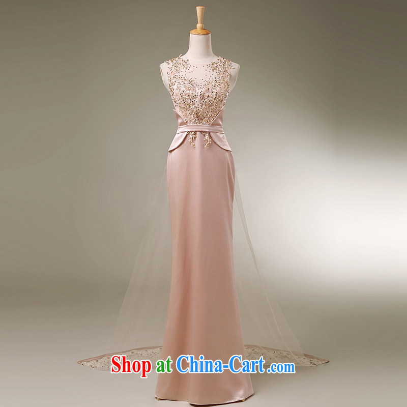 Snow Lotus bows new, spring dresses 2015 dress dress long dual-shoulder parquet drill, cultivating banquet dress summer meat pink, snow-po-lin (XUEBAOLIAN), online shopping