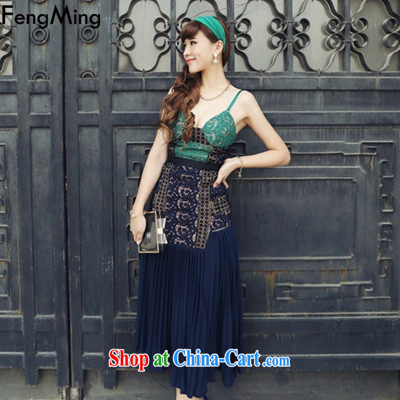 Abundant Ming summer 2015 the high-end Custom Star with lace dress skirt spell-color strap with bare chest dresses picture color M