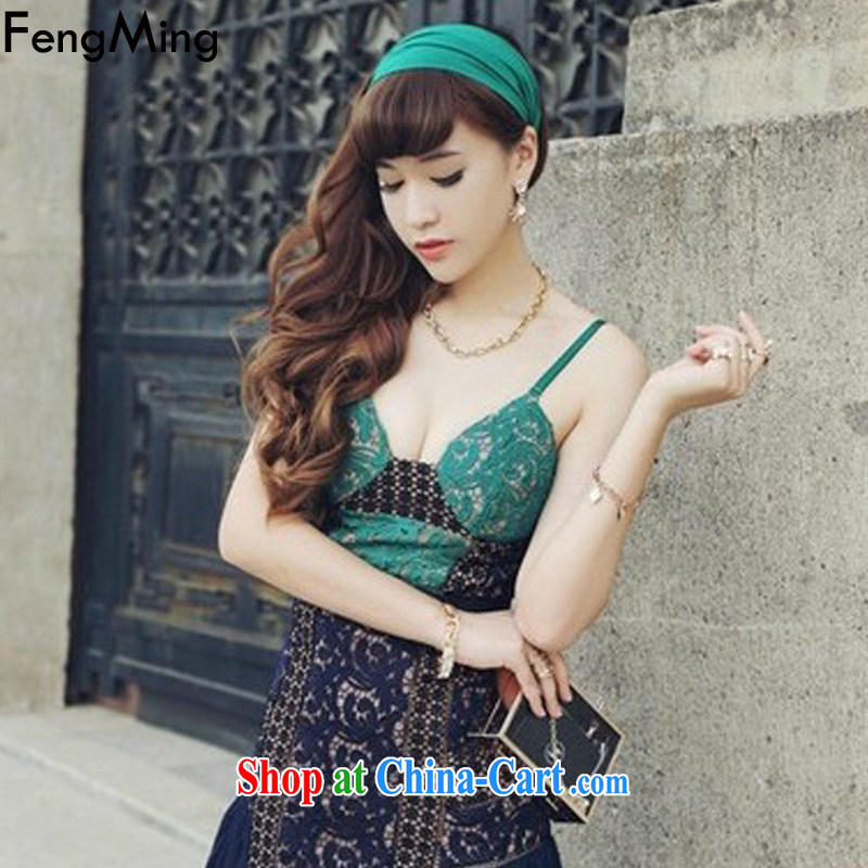 Abundant Ming summer 2015 the high-end Custom Star with lace dress skirt spell-color strap with bare chest dresses picture color M, HSBC Ming (FengMing), online shopping