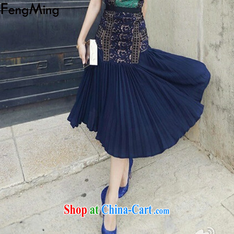 Abundant Ming summer 2015 the high-end Custom Star with lace dress skirt spell-color strap with bare chest dresses picture color M, HSBC Ming (FengMing), online shopping