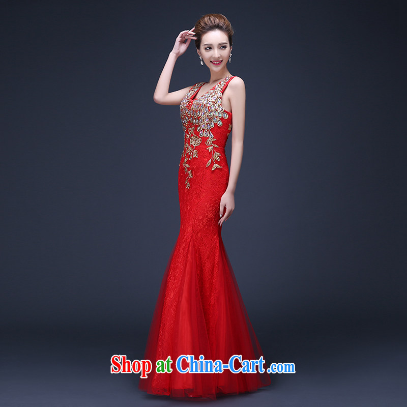 2015 new summer bridal wedding beauty, long the code graphics thin red double-shoulder bows Service Annual Meeting Evening Dress red set is not final, is by no means a bride, online shopping