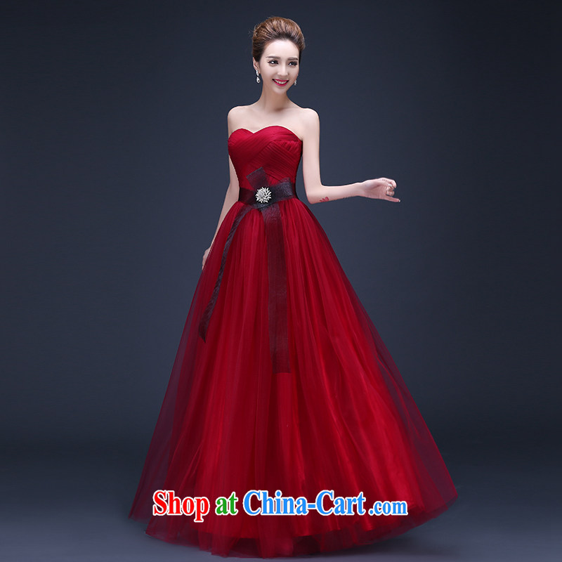 2015 new Korean red long marriage toast summer uniforms erase chest graphics thin annual bridal evening dress red set is not returned, it is embroidered bridal, shopping on the Internet