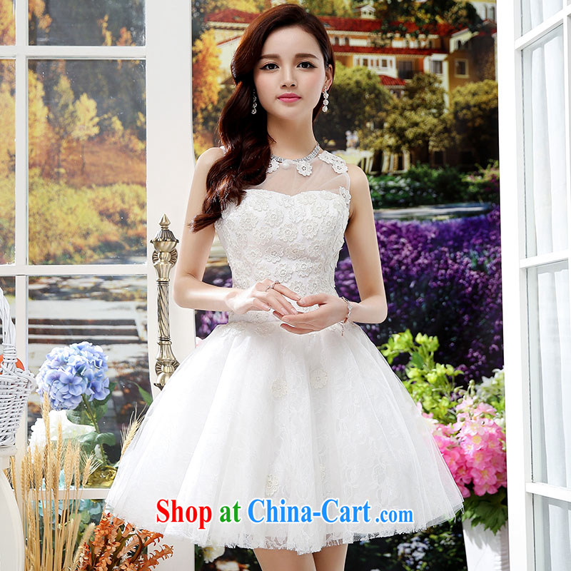 Summer 2015 new trendy lace Openwork sweet floral Openwork neckline dresses small white XL