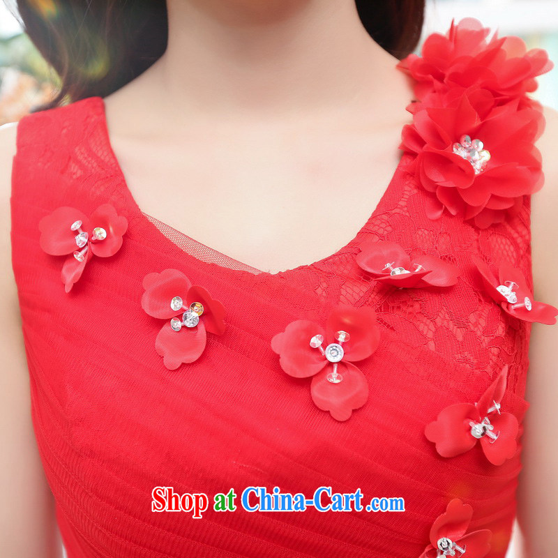 Summer 2015 new trendy sweet flower waist-cultivating small dress red XL, baroque, shopping on the Internet