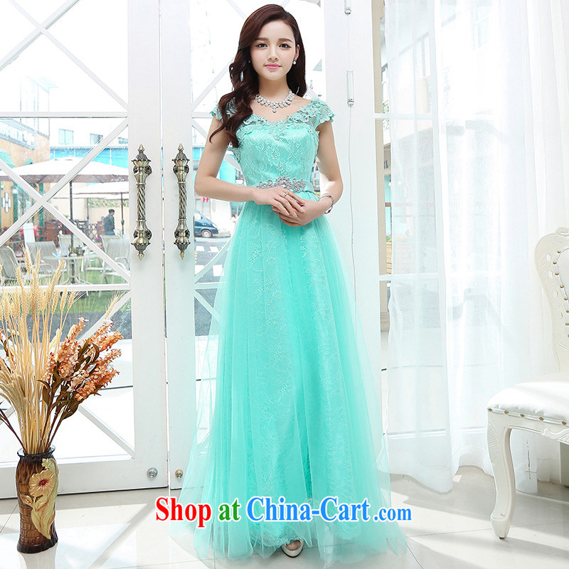 Summer 2015 new stylish and trendy, long, elegant style decorated with floral accents dress blue XL