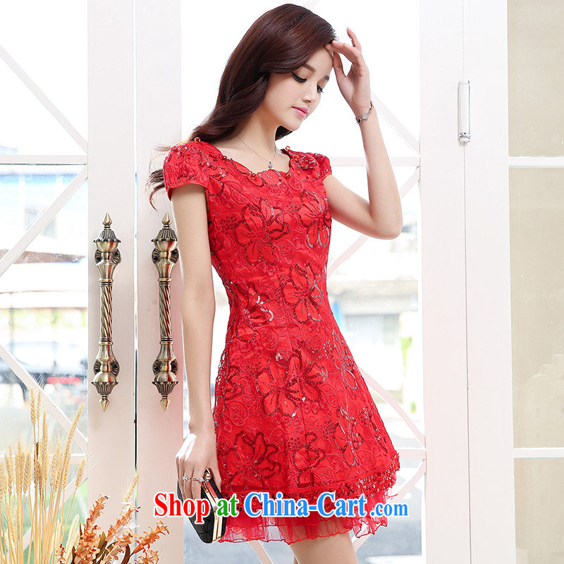 In particular Van Gogh Anne summer 2015 new elegant and well refined pure colors and refined only US, stamp duty style dresses red XXL