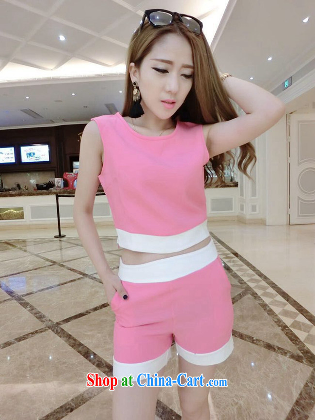new sense of European and American spelling color simple beauty vest T-shirt graphics thin shorts leisure suite 682 white S pictures, price, brand platters! Elections are good character, the national distribution, so why buy now enjoy more preferential! Health