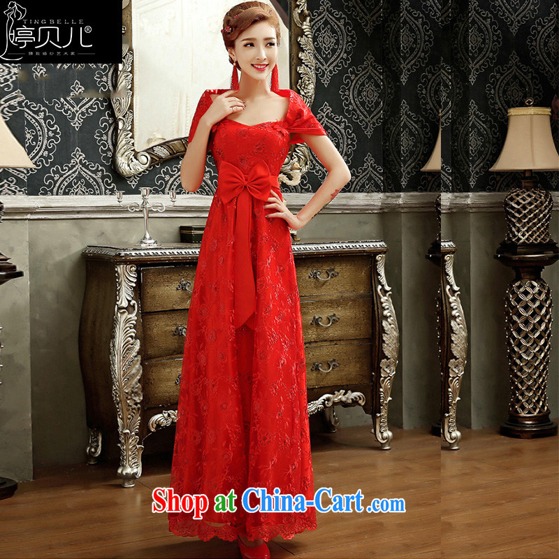 Ting Beverly pregnant women served toast 2015 spring marriages long red short dress small banquet dress summer girls red long XL