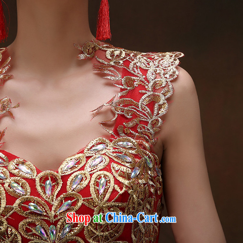 Snow Lotus bridal toast summer clothing new 2015 summer stylish Korean Red Beauty dress long dual-shoulder beauty banquet dress female Red XL, snow Lotus (XUEBAOLIAN), online shopping