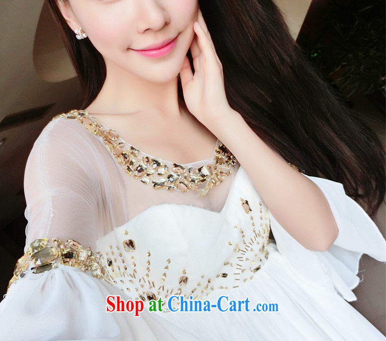 Abundant Ming summer 2015 new luxury and nails Pearl dress dress gold water drilling flouncing cuff large dresses dress goddess white L pictures, price, brand platters! Elections are good character, the national distribution, so why buy now enjoy more preferential! Health