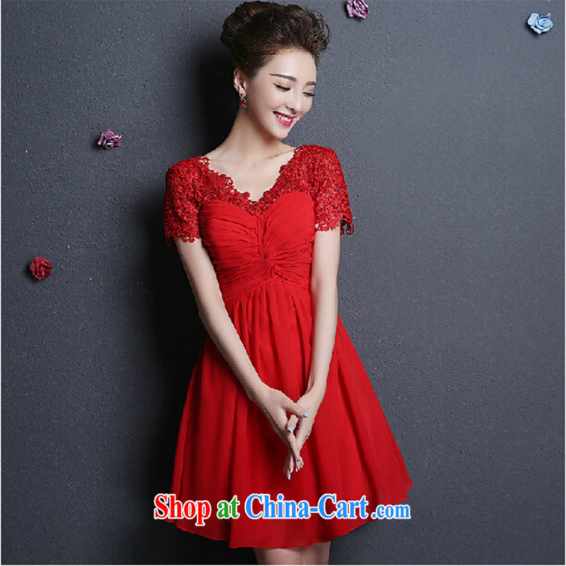 2015 new lace wedding dresses small short Evening Dress skirt show bridal red bows service bridesmaid dress red tailored to please contact customer service, pure bamboo love yarn, shopping on the Internet