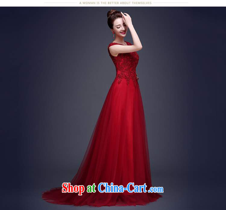 Ting Beverly long, dark red evening dress 2015 new bride toast clothing lace summer shoulders tail wedding dress video thin dark red XL pictures, price, brand platters! Elections are good character, the national distribution, so why buy now enjoy more preferential! Health