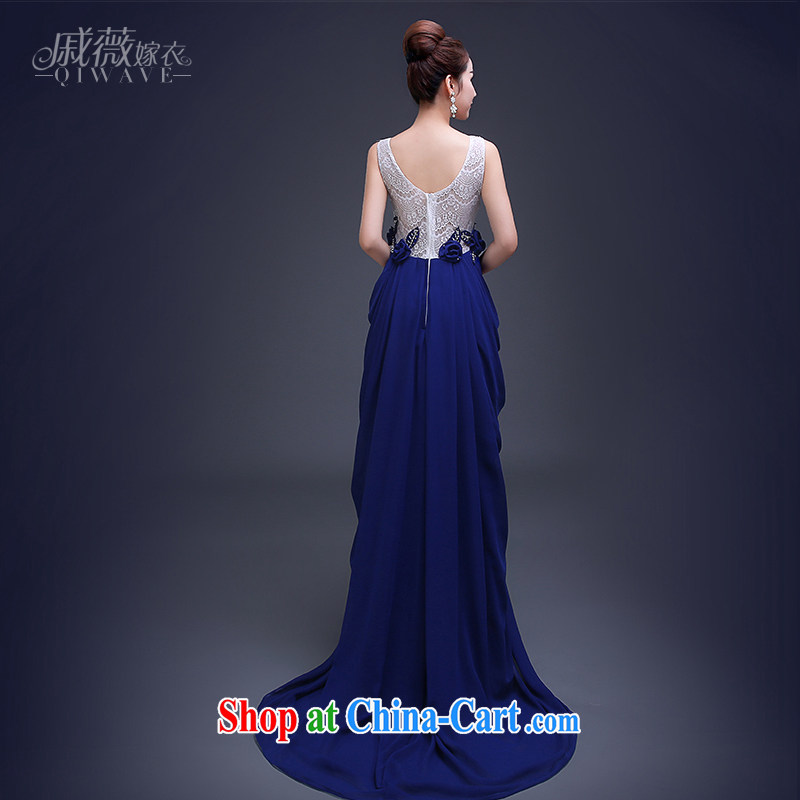Qi wei summer 2015 new Korean fashion beauty dress, long blue zipper, elegant evening dress girl blue custom plus $30, Qi wei (QI WAVE), online shopping