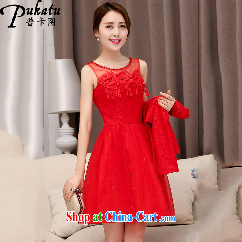 The card 2015 new stylish bridesmaid two-piece dresses dresses appointments Ms. dress A Field dress red 2 XL