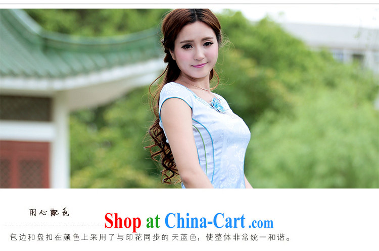 Oh, the 2015 stamp Lotus cheongsam dress retro-day Chinese improved stylish summer short cheongsam dress blue XL pictures, price, brand platters! Elections are good character, the national distribution, so why buy now enjoy more preferential! Health