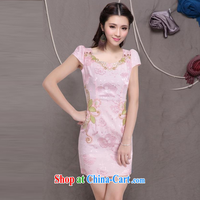 Cheuk-yan Zi spent 2015 improved female cheongsam dress fashion style retro beauty everyday dresses short dresses, pale yellow XXL, Cheuk-yan Zi spend, shopping on the Internet