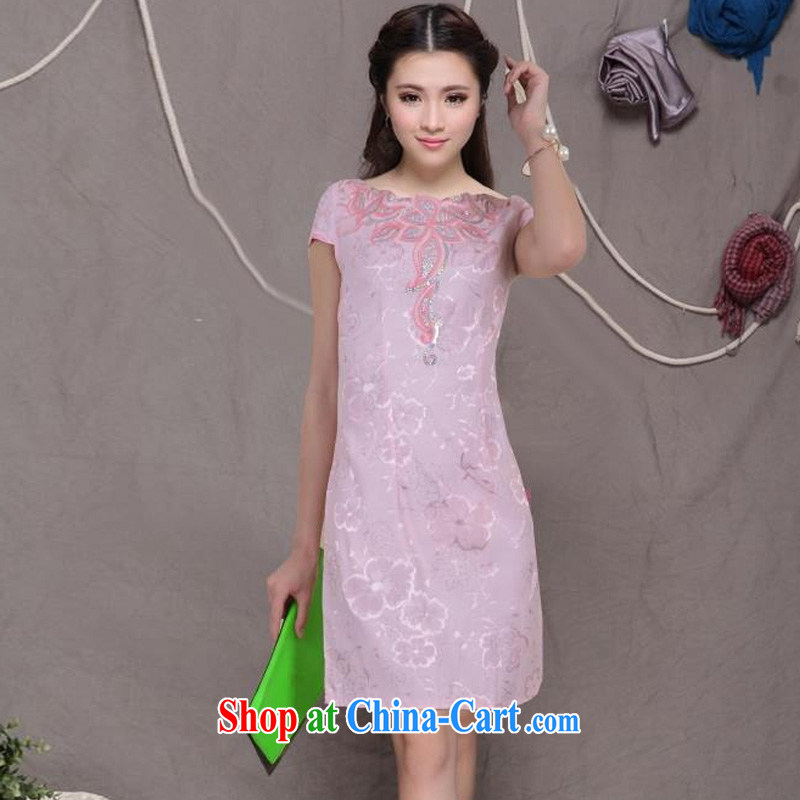 Diane of Mephidross 2015 new retro Beauty Fashion improved cheongsam dresses daily dress pink XXL, Diane of Mephidross (DAISUMAN), shopping on the Internet