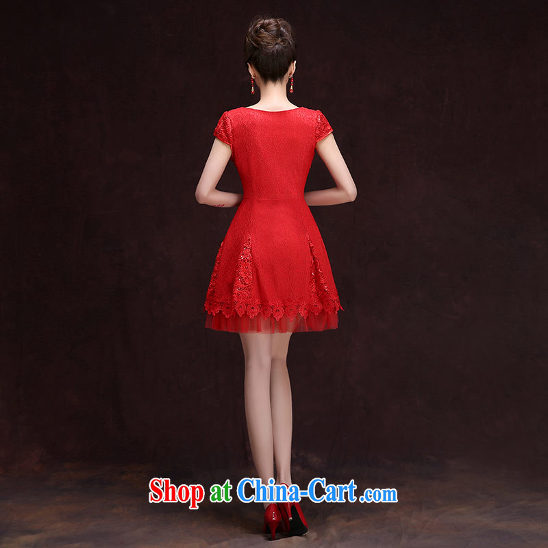 The china yarn new dresses summer 2015 sexy V for a field shoulder Korean bridal toast serving red XXL and China yarn, shopping on the Internet