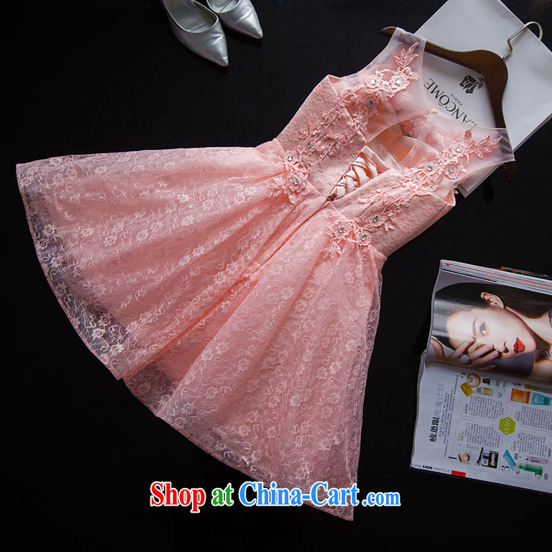 2015 new summer short, pink bridesmaid service shaggy skirts and sisters skirt double-shoulder lace bridal wedding toast serving meat pink. 7 Day Shipping does not return does not change, love, China, and, shopping on the Internet