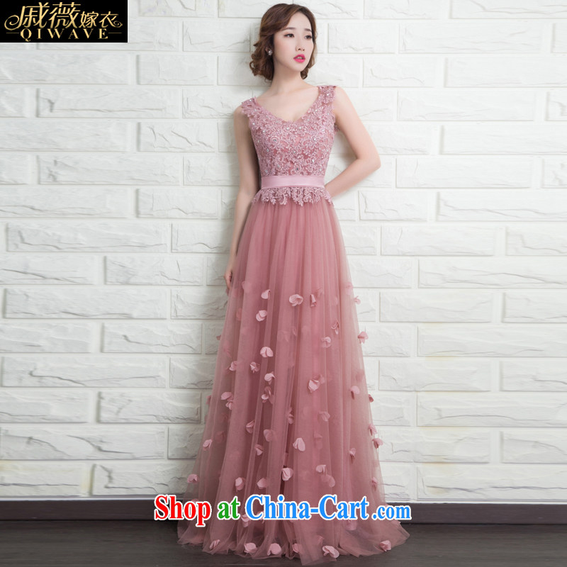 Wei Qi 2015 bridal gown wedding toast clothing ɳ color lace long V collar strap evening dress dresses female ɳ color A L paragraph