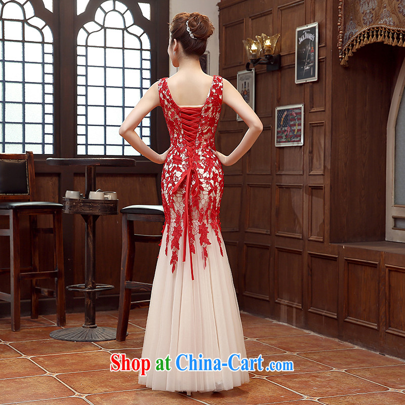 Pure bamboo yarn love 2015 New Red bridal wedding dress long evening dress evening dress uniform toasting Red double-shoulder dresses beauty red advanced customization is not final, pure bamboo love yarn, and shopping on the Internet