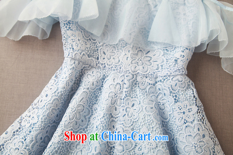 Caynova 2015 summer new, modern Europe and European root yarn flouncing water-soluble embroidery dress skirt light blue XL pictures, price, brand platters! Elections are good character, the national distribution, so why buy now enjoy more preferential! Health