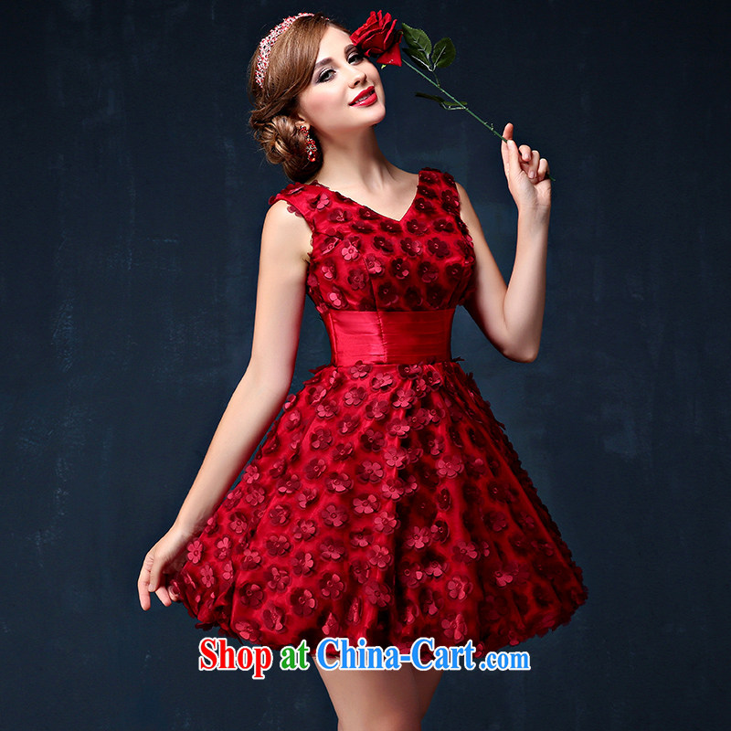 Bridal wine red bows service 2015 summer New Dual shoulder straps banquet dress video skinny dress dress dark red XL (waist 2.3), Mrs Alexa Lam, and, on-line shopping