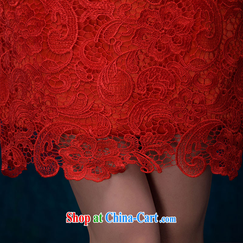 Toast clothing 2015 New Red lace short sleeve retro red bridal wedding dress beauty dresses dresses red made 7 Day Shipping does not return does not switch to love China, and, shopping on the Internet