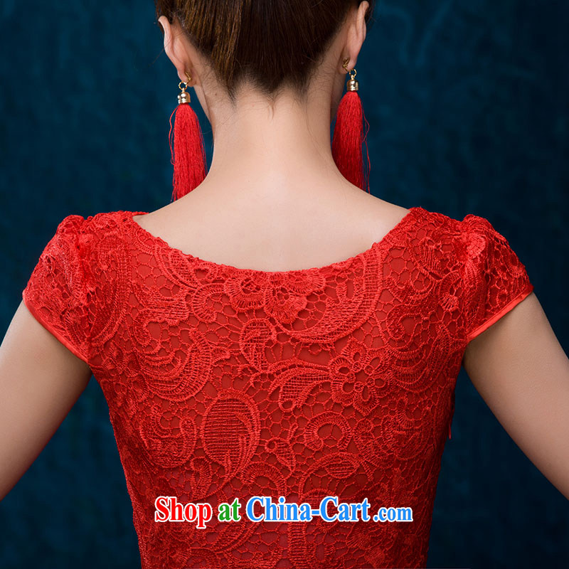 Toast clothing 2015 stylish new lace cheongsam dress short bridesmaid red bridal wedding dresses small summer red made 7 Day Shipping does not return is not, love, China, and, on-line shopping