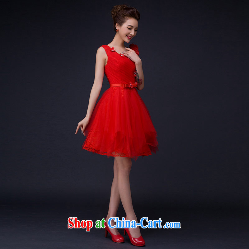 The china yarn wedding dresses 2015 new summer flowers a Field shoulder-neck wood drill Web yarn small dress short skirt Red. size does not accept return and china yarn, shopping on the Internet