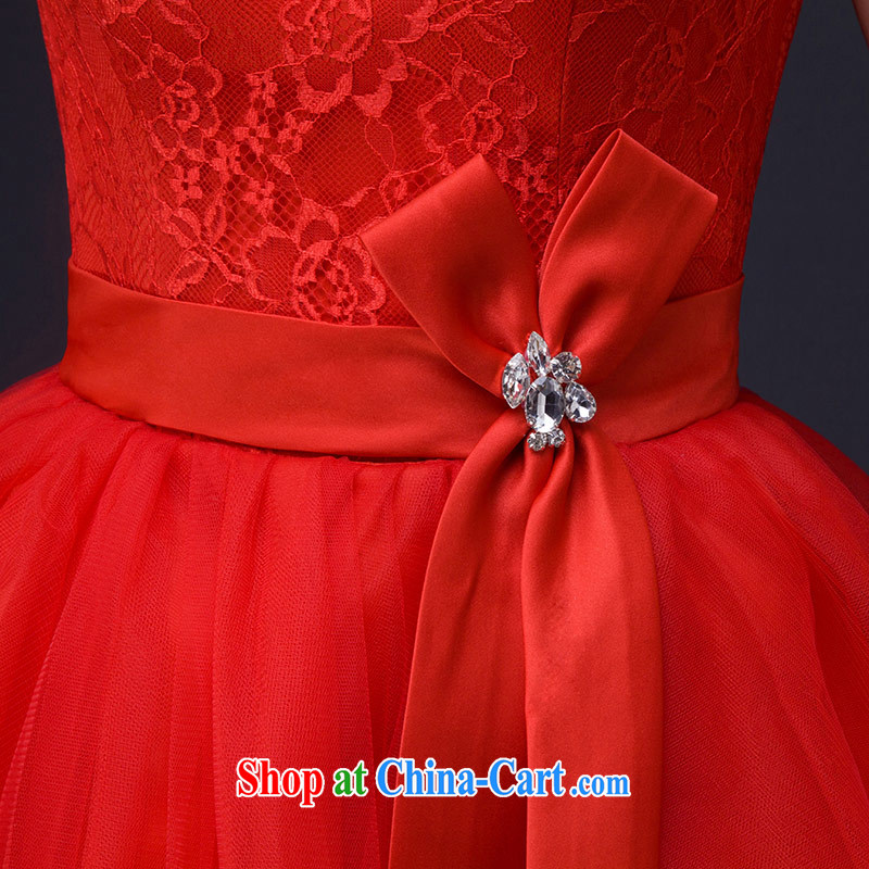 The china yarn wedding dresses 2015 new Korean sweet field shoulder parquet drill bow-tie small red dress Red. size does not accept return and china yarn, shopping on the Internet