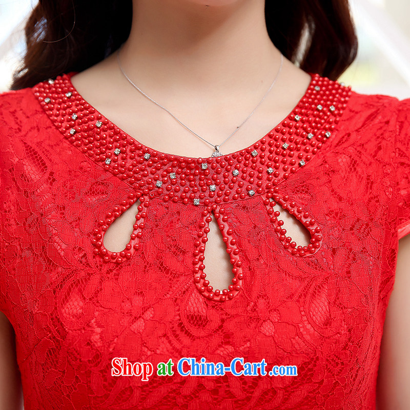 Access to and the Su-2015 summer New Romantic lace and delicate embroidery fashion cheongsam dress 1539 A red XXL, on their own, the show, and, shopping on the Internet