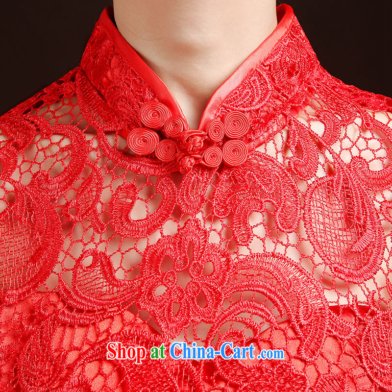 Wei Qi 2015 summer new bride toast serving stylish short dresses, wedding wedding dress Red Beauty zipper dresses, dresses cuff red XXL, Qi wei (QI WAVE), online shopping