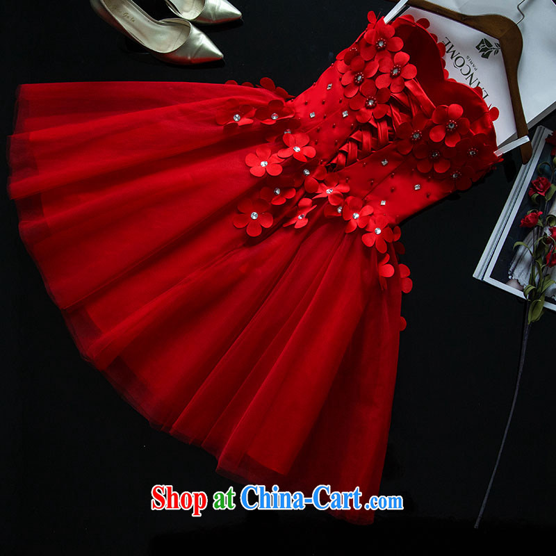 2015 new banquet bridal toast Stage service bridesmaid evening dress flowers shaggy small short skirt red summer bridal dinner show service hosted service Princess skirt red made 7 day shipping does not return is not, love China, and, shopping on the Inte