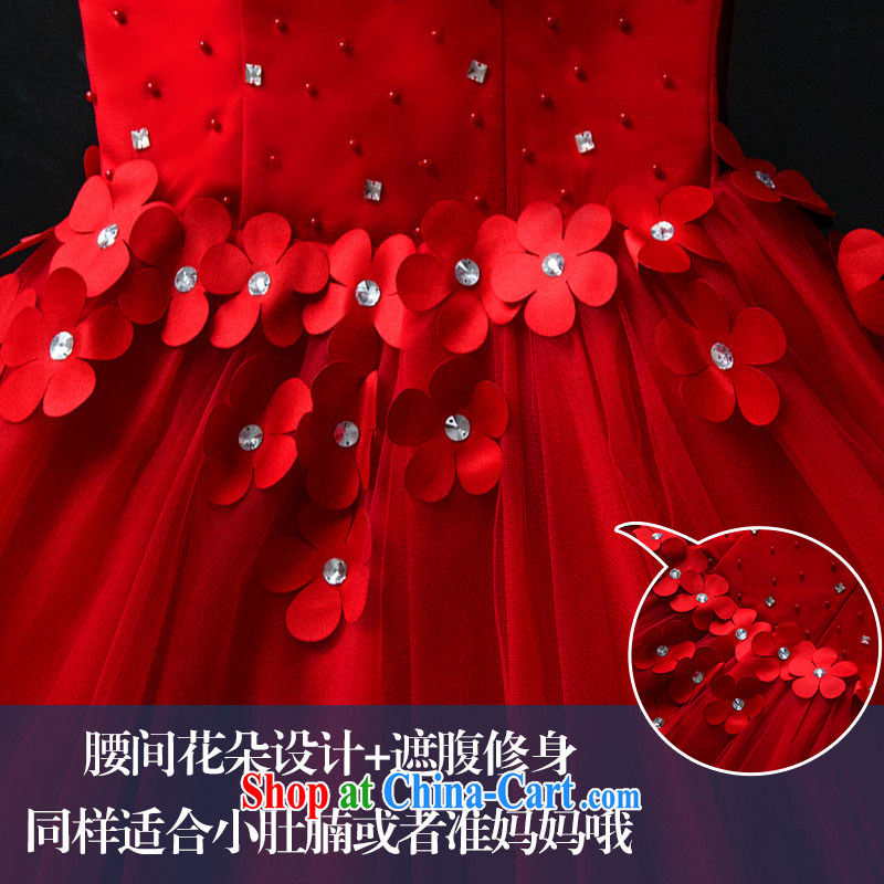 2015 new banquet bridal toast Stage service bridesmaid evening dress flowers shaggy small short skirt red summer bridal dinner show service hosted service Princess skirt red made 7 day shipping does not return is not, love China, and, shopping on the Inte