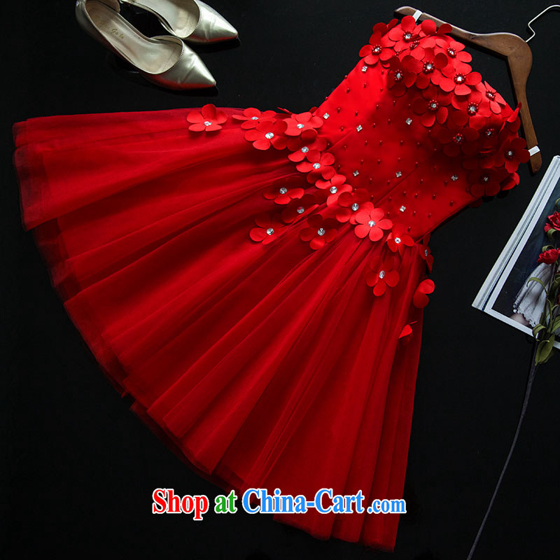 2015 new banquet bridal toast Stage service bridesmaid evening dress flowers shaggy small short skirt red summer bridal dinner show service hosted service Princess skirt red made 7 day shipping does not return is not, love China, and, shopping on the Inte