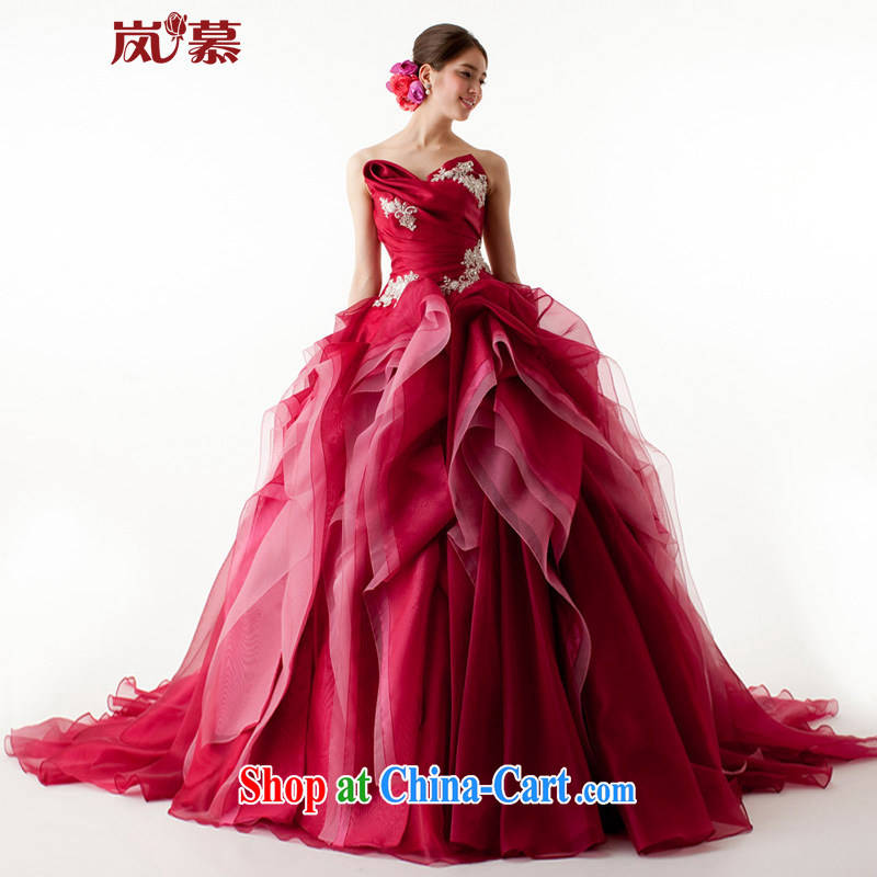 Sponsors The 2015 Original Design wrapped around the chest shaggy dress multi-layer bridal dresses dresses ceremony performances service such as the deep red custom size