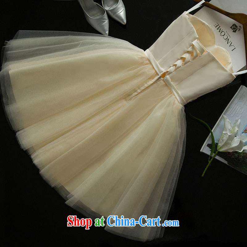 Love, in accordance with China's bridesmaid clothing style wiped his chest short bows, serving evening dress champagne color sweet Princess small dress dress uniform performances hosted service bridesmaid dress and sisters dress cute, champagne color. 7 D