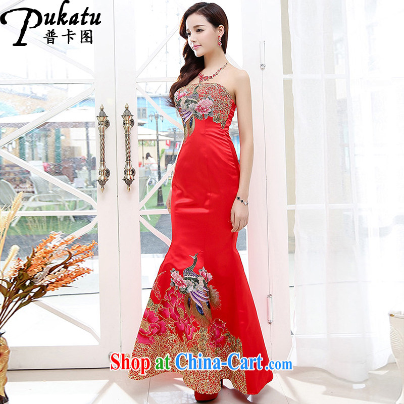 The card the 2015 sense of bare chest China wind beautiful embroidered long dress dress the waist graphics thin dresses red XL, Republika Srpska, PUKATU), and, on-line shopping